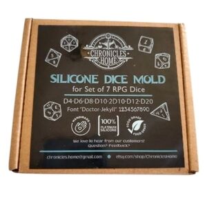 🟢 Silicone Dice Mold, Makes 7 Role Playing Game Dice NIP
